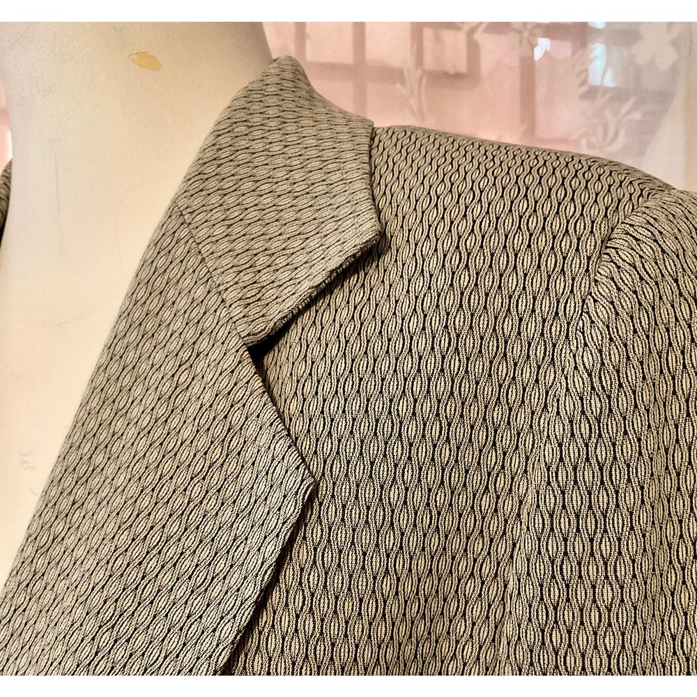 Vintage Y2K Like New Kenar Designer Blazer Jacket  Sz.4 Olive Green/black silky - Picture 4 of 12